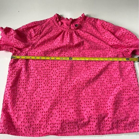 J.Crew *PINK* Smocked puff-sleeve top in eyelet 2x - Picture 13 of 13